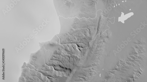 Akkar, Lebanon - outlined. Grayscale