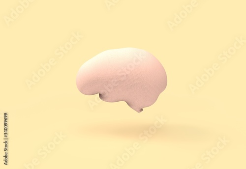 Pink brain on a yellow background