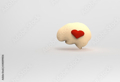 Emotional intelligence concept , heart inside a brain mindfulness