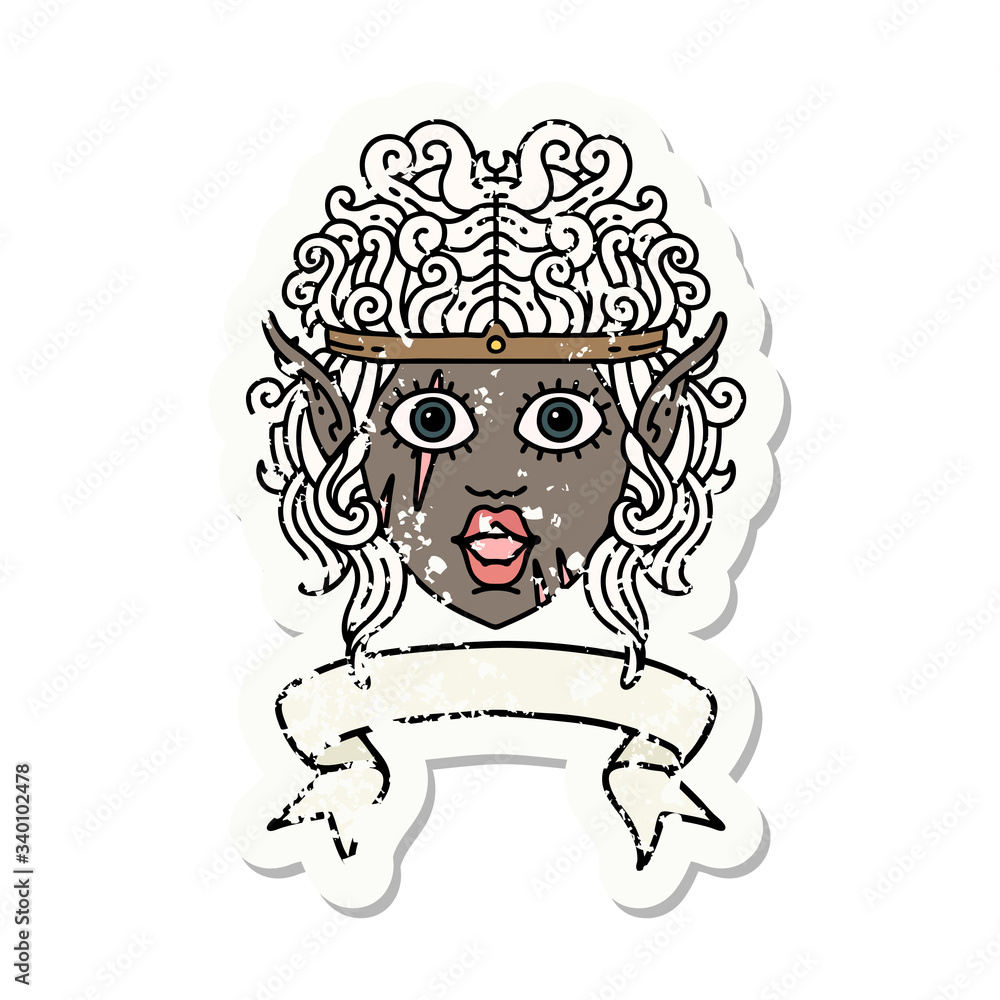 elf barbarian character face with banner illustration elf barbarian character face with banner illustration