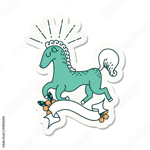 sticker of tattoo style prancing stallion
