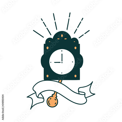 banner with tattoo style ticking clock photo