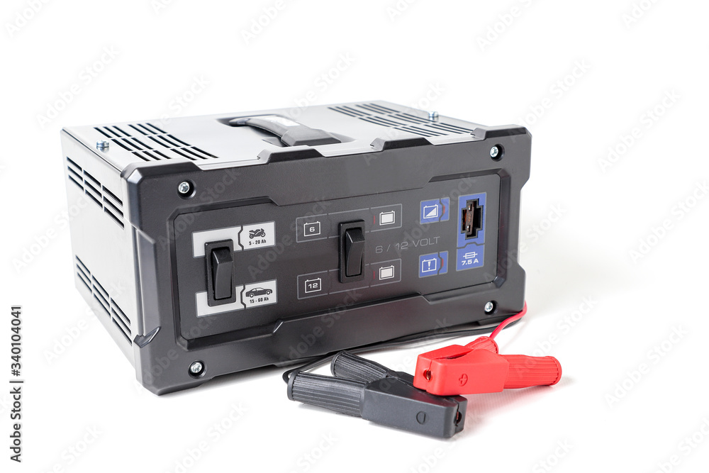 car battery charger isolated on white background car battery charger isolated on white background