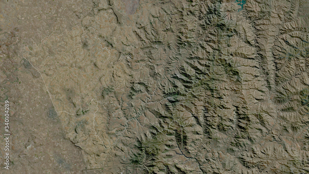 Mafeteng, Lesotho - outlined. Satellite