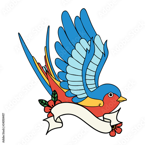 tattoo with banner of a swallow