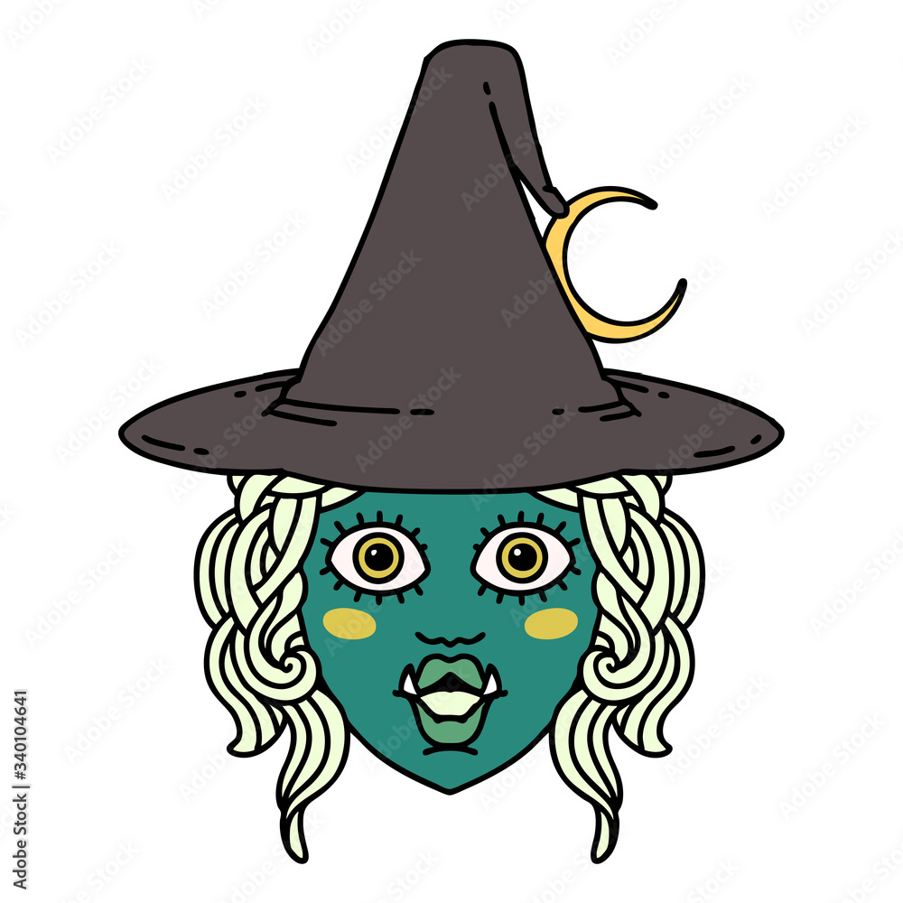 half orc witch character face illustration