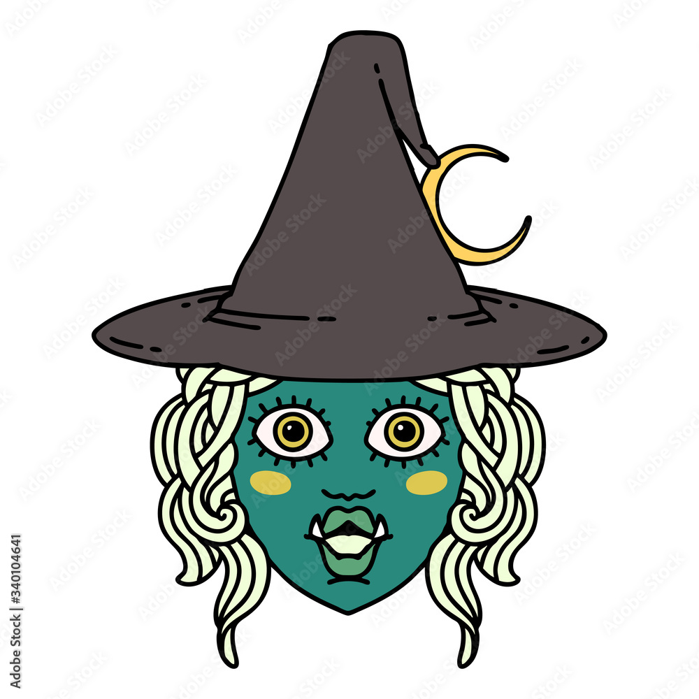 half orc witch character face illustration half orc witch character face illustration