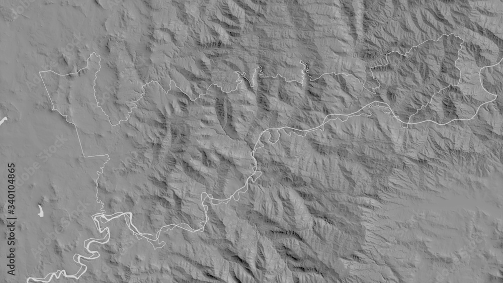 Mohale's Hoek, Lesotho - outlined. Grayscale Mohale's Hoek, Lesotho - outlined. Grayscale