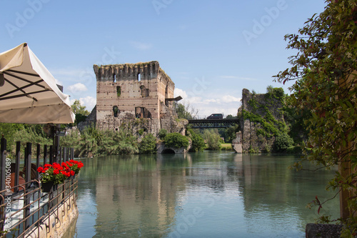 Visconti bridge in Valeggio sul Mincio, Veneto, Italy.