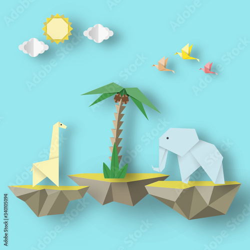 Birds, Elephant, Giraffe and Levitate Island.