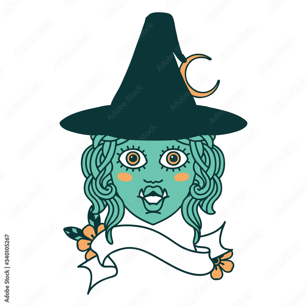 half orc witch character face illustration half orc witch character face illustration