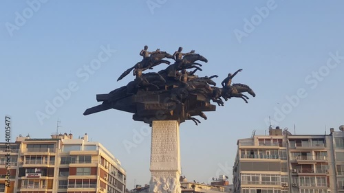 Alsancak gundogdu square and sea side. Famous icon place  of izmir city photo