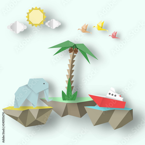 Origami Elephant, Ship and 3D Fly Island.