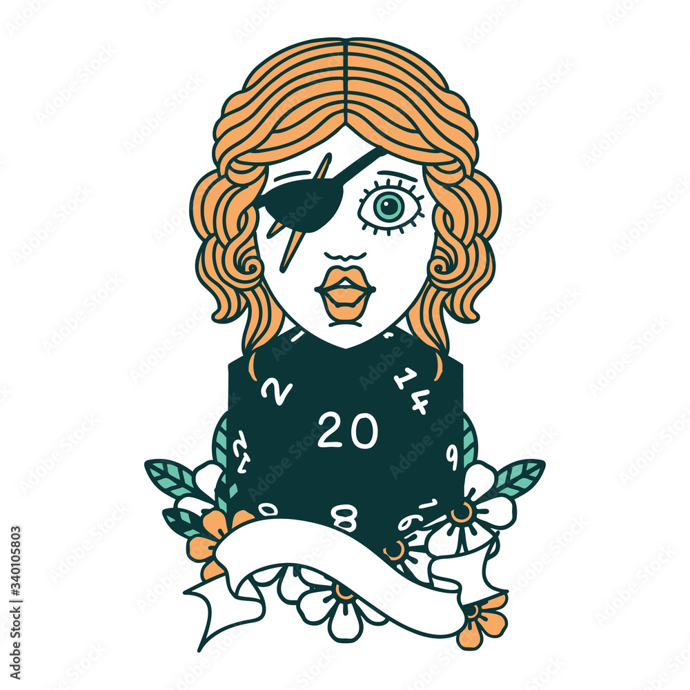 human rogue with natural 20 dice roll illustration human rogue with natural 20 dice roll illustration