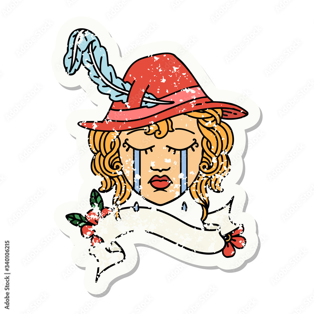 human bard character face grunge sticker human bard character face grunge sticker