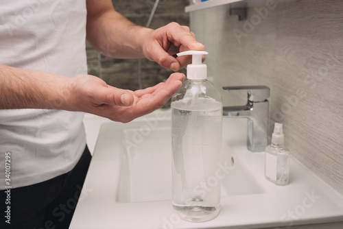 Washing hands rubbing with soap man for corona virus prevention, hygiene to stop spreading coronavirus.sanitiser, covid 19