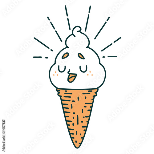 traditional tattoo style ice cream character