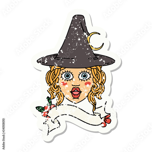 human witch character face grunge sticker