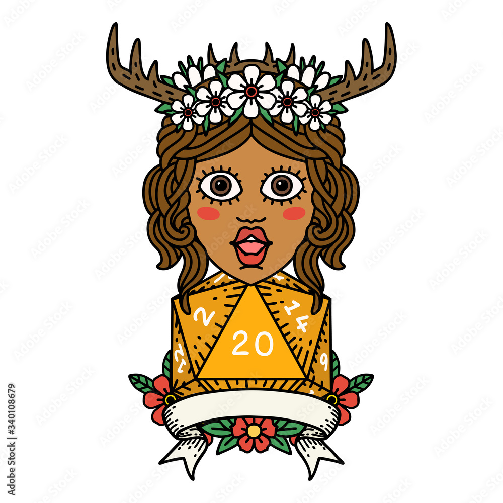 human druid with natural twenty roll illustration human druid with natural twenty roll illustration