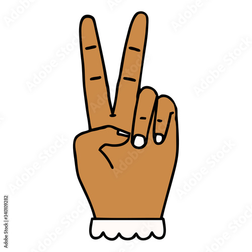 peace symbol two finger hand gesture illustration