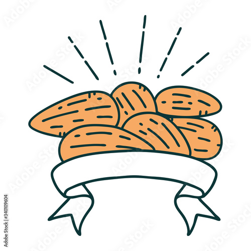 banner with tattoo style almonds