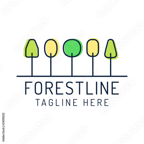 pine evergreen fir hemlock spruce conifer cedar coniferous cypress larch pinus tree forest vintage retro hipster line art Logo design