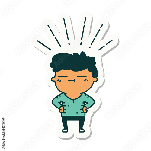 sticker of tattoo style happy man