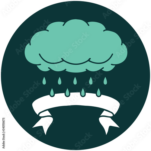 icon with banner of a cloud raining