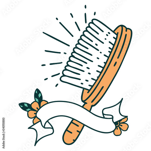 banner with tattoo style hairbrush