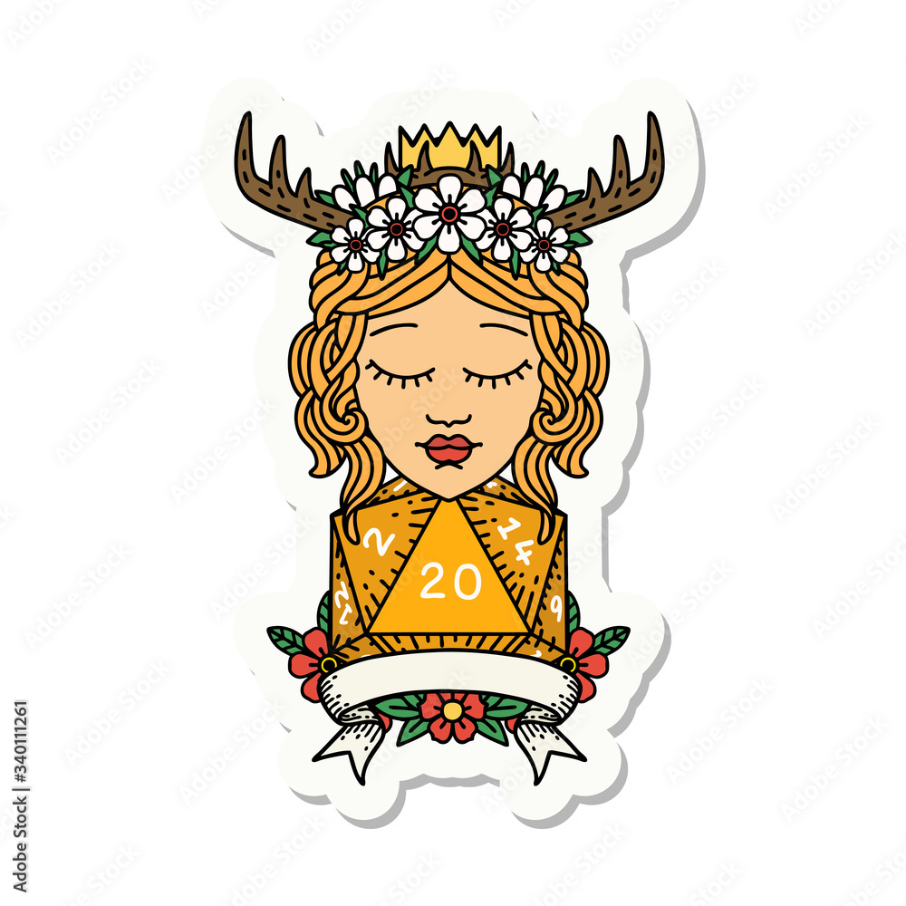 human druid with natural twenty roll sticker human druid with natural twenty roll sticker