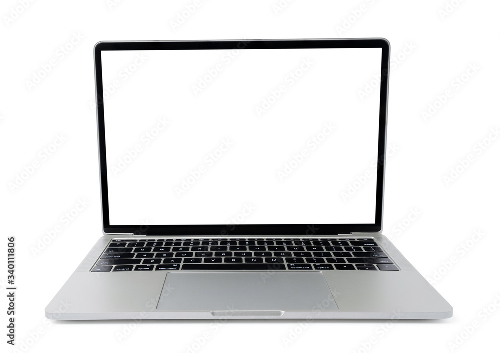 Laptop with a blank screen or mockup computer for apply screen display on web and app isolated on white background with clipping path outside the body and inside monitor Laptop with a blank screen or mockup computer for apply screen display on web and app isolated on white background with clipping path outside the body and inside monitor