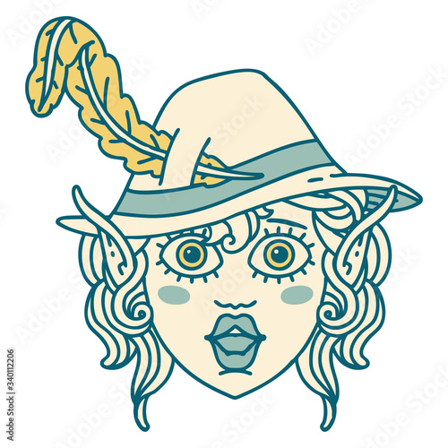 elf bard character face illustration