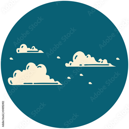 icon of tattoo style floating clouds
