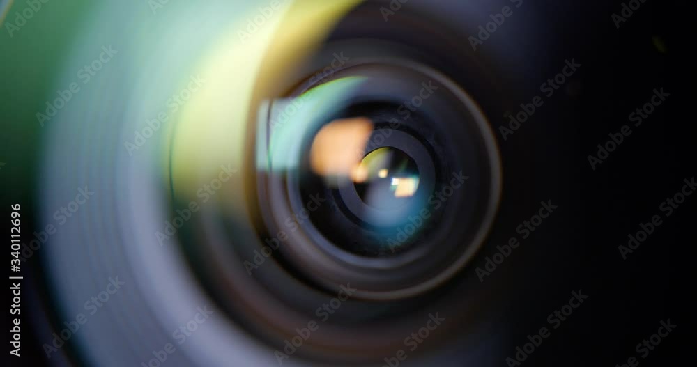 Macro close up of light entering camera lens