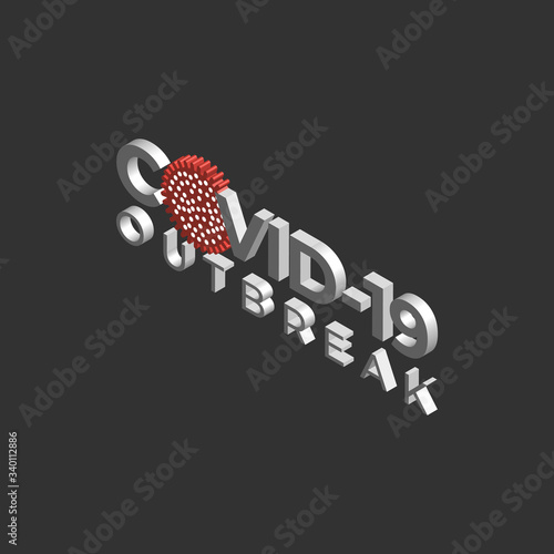 Covid-19 isometric vector sign on the black