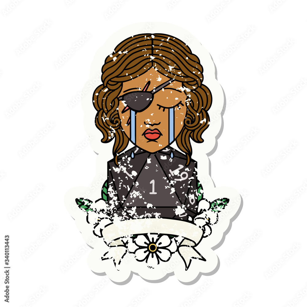 crying human rogue with natural one roll illustration crying human rogue with natural one roll illustration