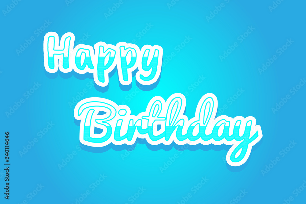 blue birthday background, happy birthday text, vector illustration