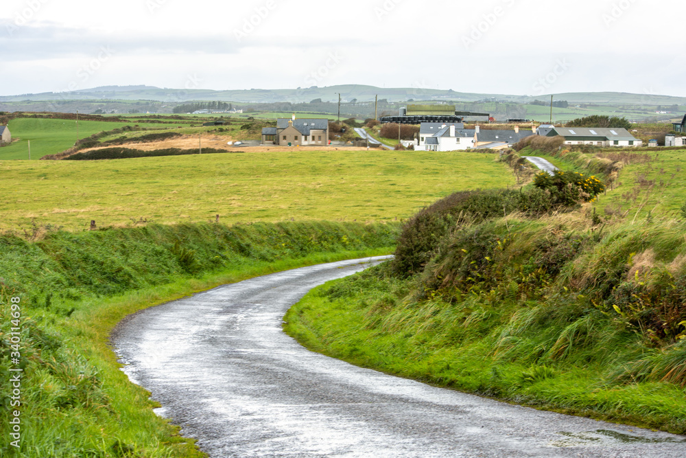 rural road in Ireland after a rain