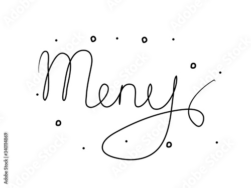 Meny phrase handwritten with a calligraphy brush. Menu in swedish. Modern brush calligraphy. Isolated word black