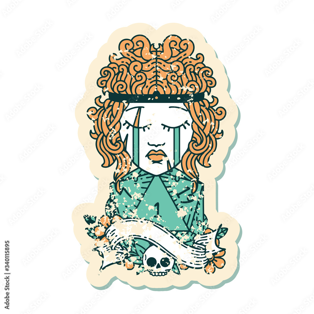 crying human barbarian with natural one d20 roll illustration crying human barbarian with natural one d20 roll illustration