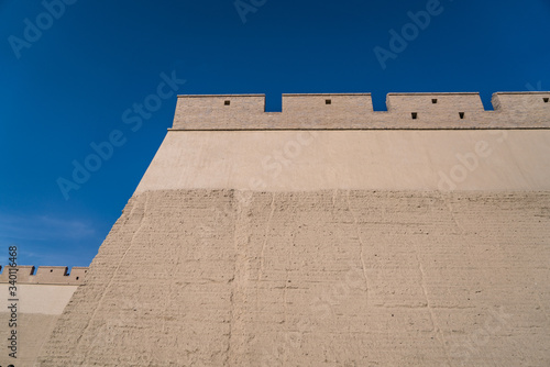 The original wall of the Great Wall in Jiayuguan, Gansu, China.Walls of Jiayuguan Great Wall in Gansu