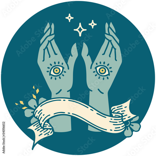 icon with banner of mystic hands