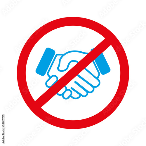 Stop handshake symbol, avoid covid-19. Design vector illustration 