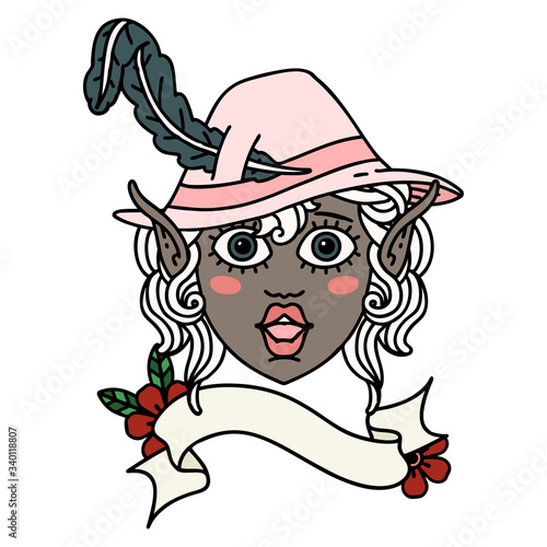 elf bard character face illustration