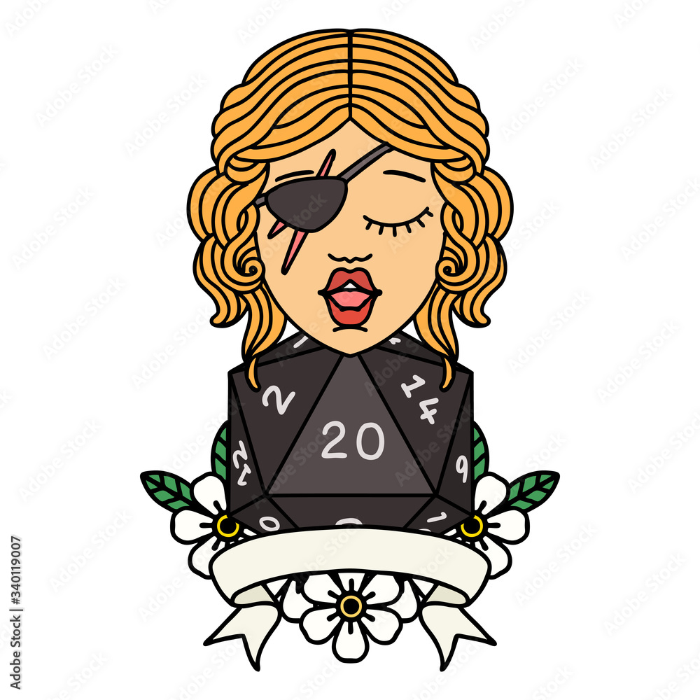 human rogue with natural 20 dice roll illustration human rogue with natural 20 dice roll illustration