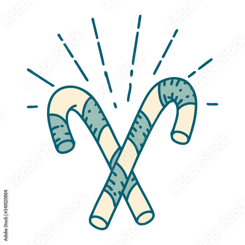 traditional tattoo style candy canes