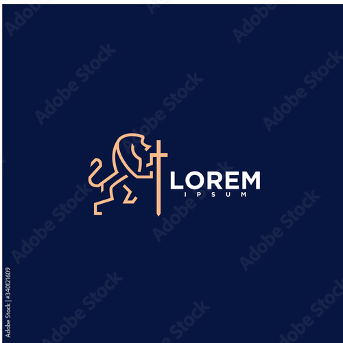 heraldic, luxury, lion logo. modern icon, template design illustration