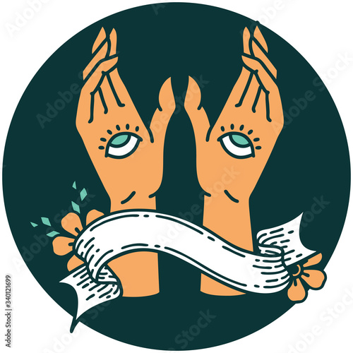 icon with banner of mystic hands