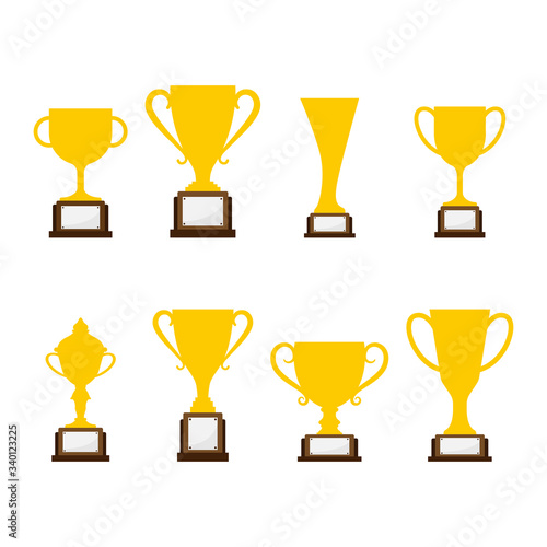 Simple Design Single Golden Trophy on iSolated White Background.