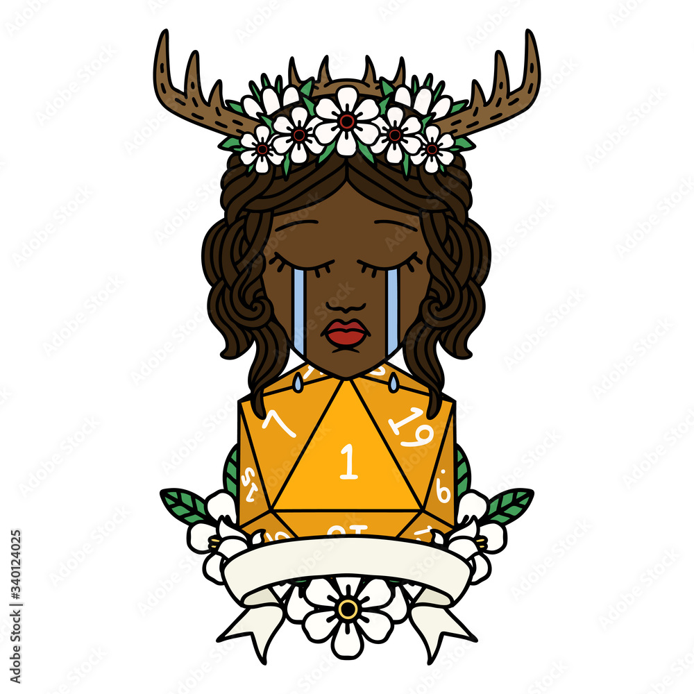 crying human druid with natural one roll illustration crying human druid with natural one roll illustration
